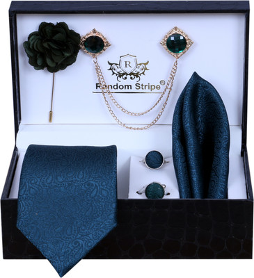 Roman Touch Satin Cufflink & Tie Pin Set(Platinum)