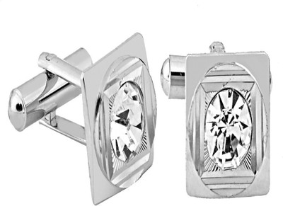 house of common Brass Cufflink & Tie Pin Set(Silver)