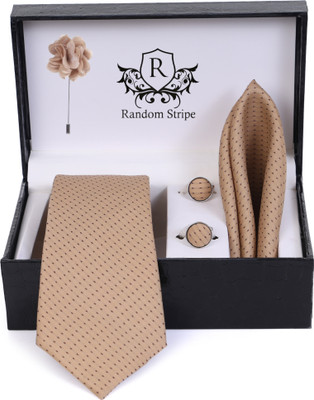 RANDOM STRIPE Satin Cufflink & Tie Pin Set(Gold)
