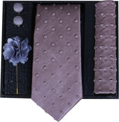 RANDOM STRIPE Satin Cufflink & Tie Pin Set(Grey)