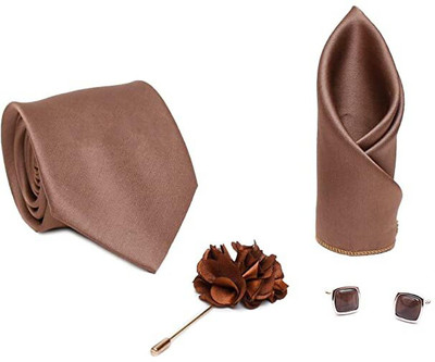 AXLON Silk Cufflink & Tie Pin Set(Brown)