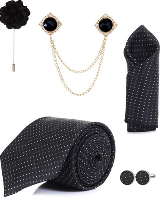 RANDOM STRIPE Satin Cufflink & Tie Pin Set(Black)