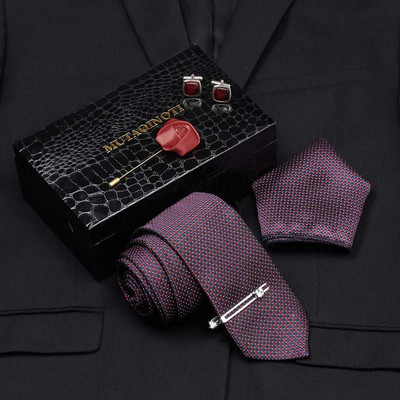 MUTAQINOTI Silk Tie & Cufflink(Maroon)