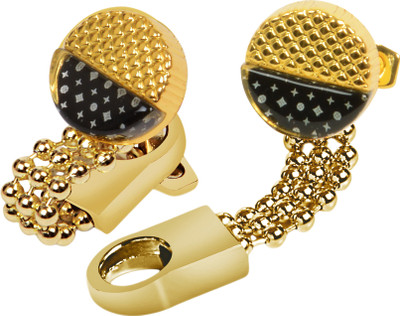 David Klein Brass Cufflink(Gold, Black)