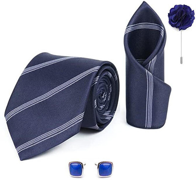 AXLON Silk Cufflink & Tie Pin Set(Blue)