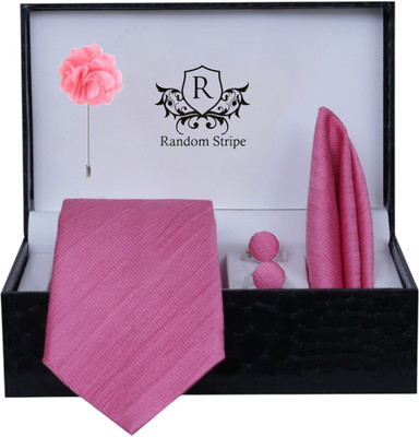 RANDOM STRIPE Satin Cufflink & Tie Pin Set(Pink)