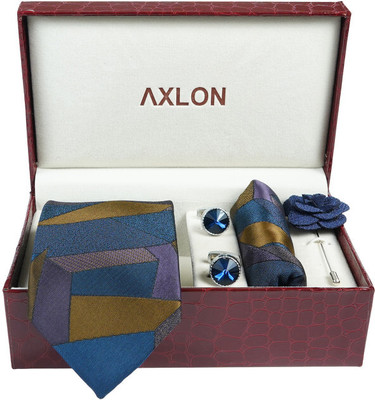 AXLON Silk Cufflink & Tie Pin Set(Blue)