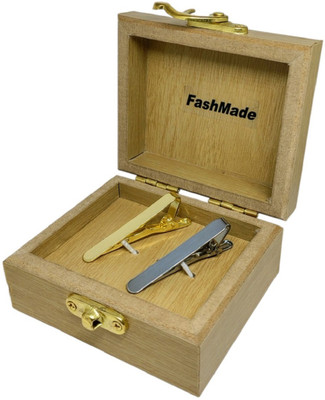 FashMade Brass Tie Pin Set(Silver, Gold)