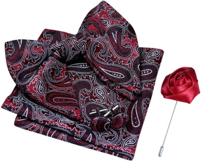 KRAWATTE Alloy Cufflink & Tie Pin Set(Maroon)