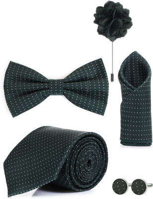 RANDOM STRIPE Satin Cufflink & Tie Pin Set(Green)