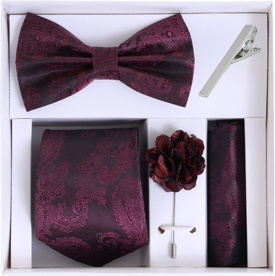 RANDOM STRIPE Satin Cufflink & Tie Pin Set(Maroon)