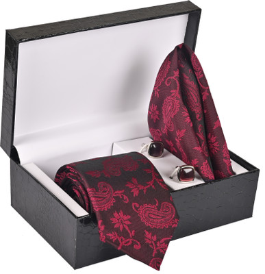 Peednam Silk Tie & Cufflink(Maroon)