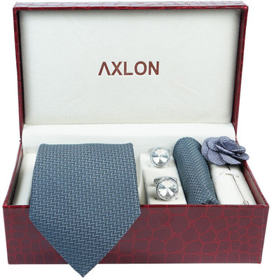 AXLON Silk Cufflink & Tie Pin Set(Grey)