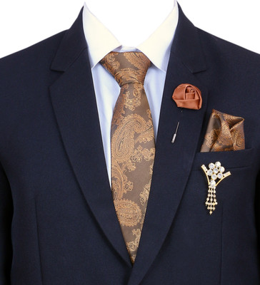 RANDOM STRIPE Silk Tie Pin Set(Brown)