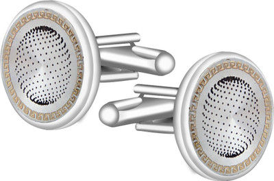 EXOTICA Fashions Brass Cufflink Set(Silver, White)