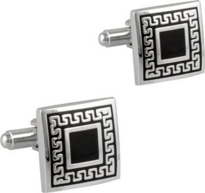 TIEPIN Metal Cufflink Set(Silver, Black)