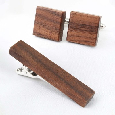 PELUCHE Brass Cufflink & Tie Pin Set(Silver, Brown)