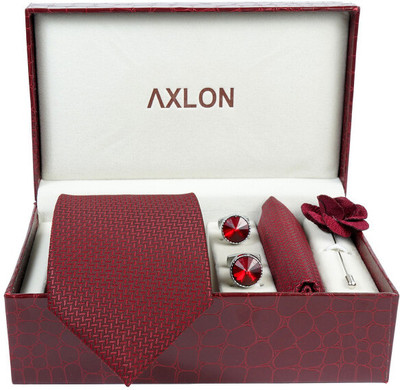 AXLON Silk Cufflink & Tie Pin Set(Red)
