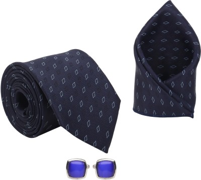 KANTH LANGOT Silk Cufflink & Tie Pin Set(Blue)