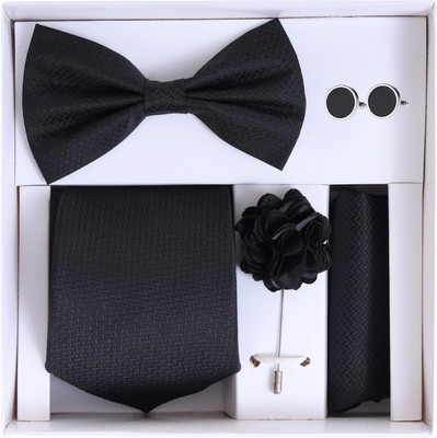 RANDOM STRIPE Satin Cufflink & Tie Pin Set(Black)