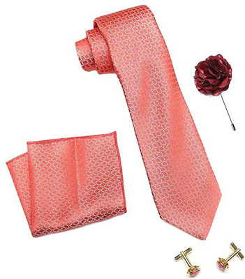 AXLON Silk Cufflink & Tie Pin Set(Pink)