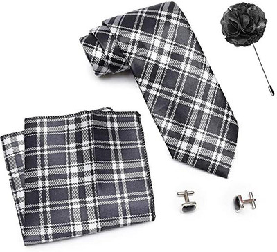 AXLON Silk Cufflink & Tie Pin Set(Black)