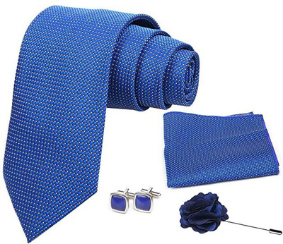 AXLON Silk Cufflink & Tie Pin Set(Blue)