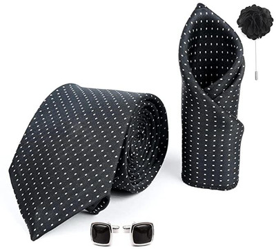 AXLON Silk Cufflink & Tie Pin Set(Black)