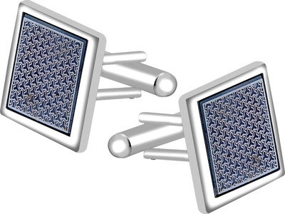 house of common Brass Cufflink Set(Silver, Black)