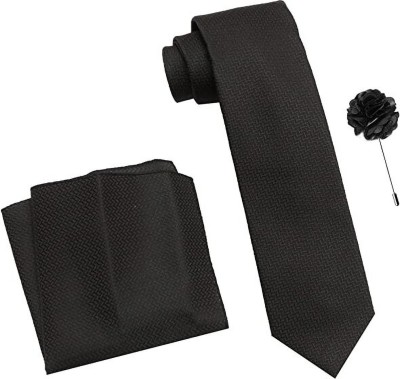 AXLON Silk Cufflink & Tie Pin Set(Black)