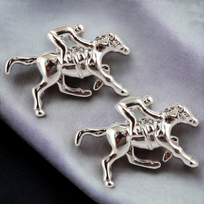 Lucky Jewellery Brass Cufflink Set(Silver)