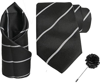 AXLON Silk Cufflink & Tie Pin Set(Black)
