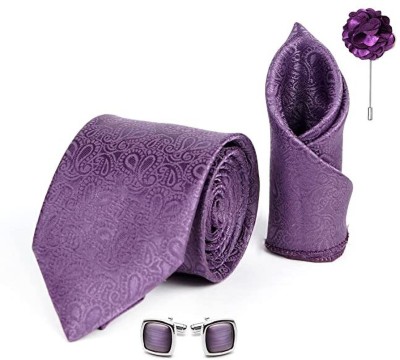 AXLON Silk Cufflink & Tie Pin Set(Purple)