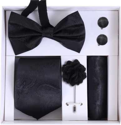 RANDOM STRIPE Satin Cufflink & Tie Pin Set(Black)