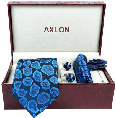 AXLON Silk Cufflink & Tie Pin Set(Blue)