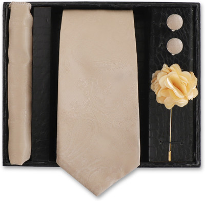 RANDOM STRIPE Silk Cufflink & Tie Pin Set(Gold)