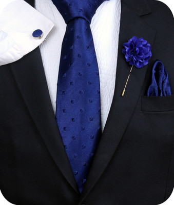 RANDOM STRIPE Silk Cufflink & Tie Pin Set(Blue)