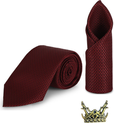 Stripe Silk Tie Pin Set(Maroon)