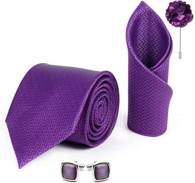 AXLON Silk Cufflink & Tie Pin Set(Purple)