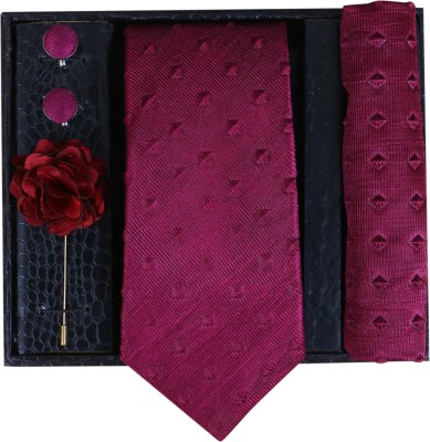 RANDOM STRIPE Satin Cufflink & Tie Pin Set(Maroon)