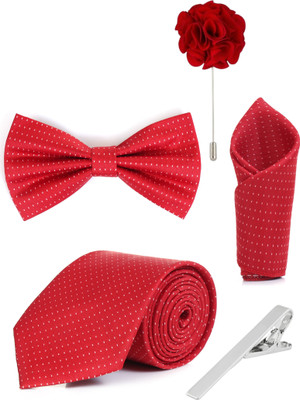 RANDOM STRIPE Satin Cufflink & Tie Pin Set(Red)