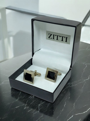 Zitti Metal, Stainless Steel, Alloy, Brass, Silver Cufflink(Black, Silver)