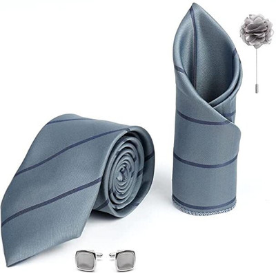 AXLON Silk Cufflink & Tie Pin Set(Grey)