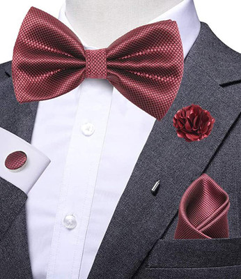 AXLON Silk Cufflink & Tie Pin Set(Maroon)