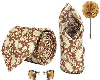AXLON Silk Cufflink & Tie Pin Set(Brown)