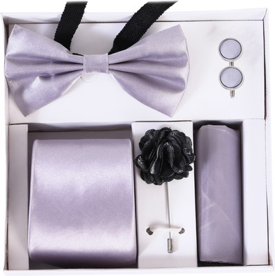 RANDOM STRIPE Satin Cufflink & Tie Pin Set(Silver)