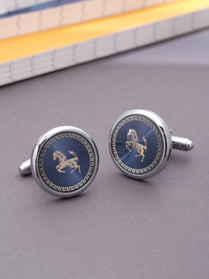 YELLOW CHIMES Metal Cufflink(Silver, Blue)