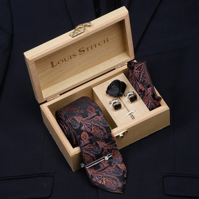 LOUIS STITCH Silk Cufflink & Tie Pin Set(Brown, Brown)