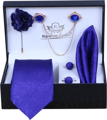 Roman Touch Satin Cufflink & Tie Pin Set(Blue)