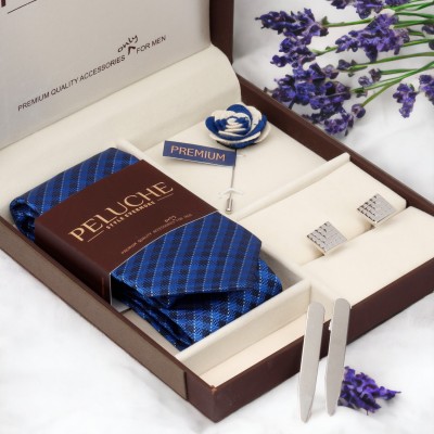 PELUCHE Brass Tie & Cufflink(Blue)